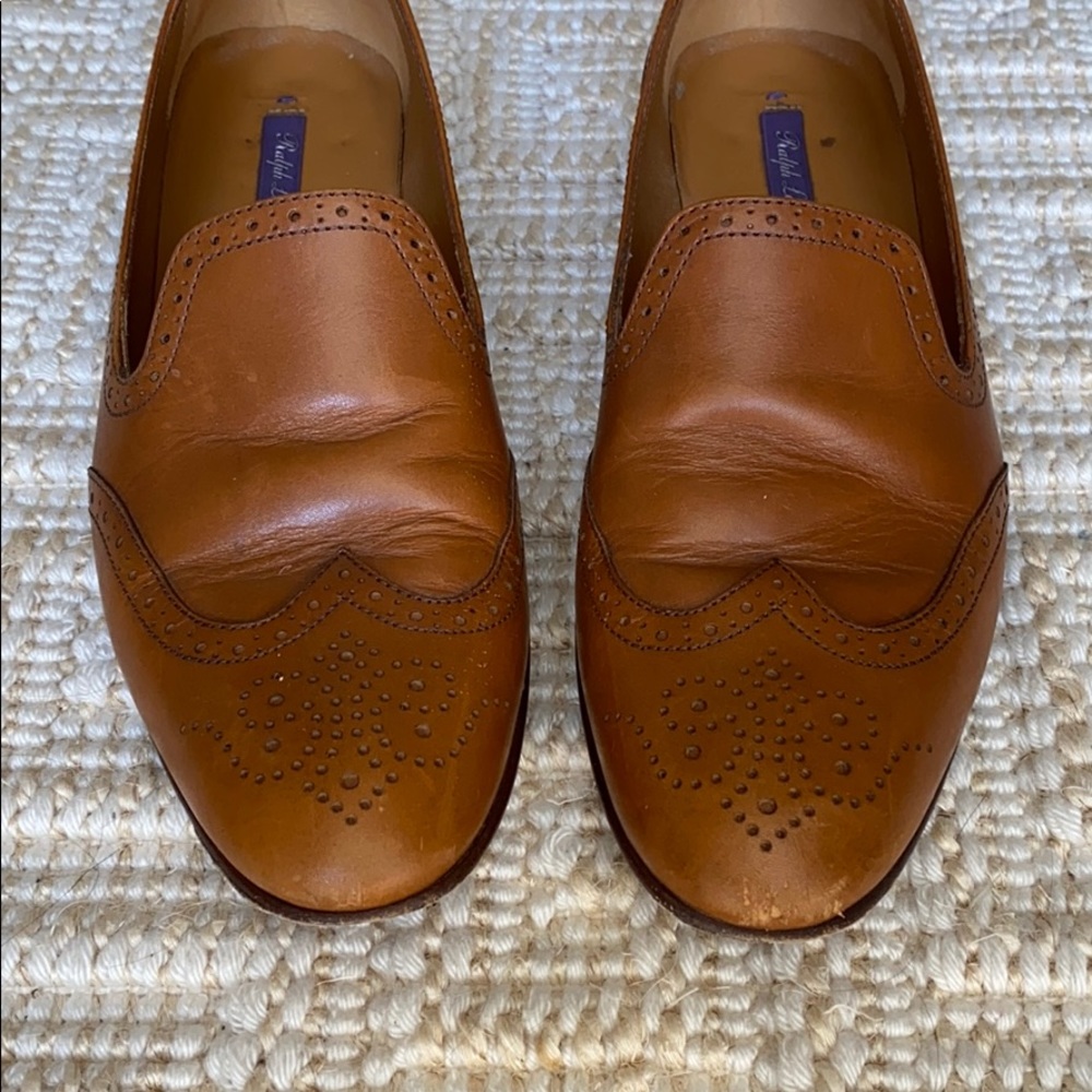 Ralph Lauren Purple Label Tan Leather Loafers - Picture 2 of 4